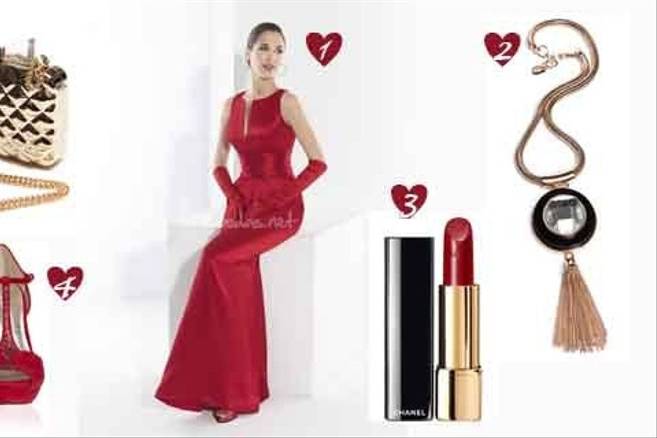 Look de convidada em vermelho e dourado