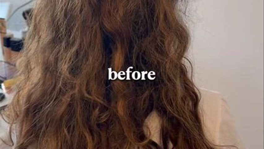 Antes e depois penteado com caracóis 