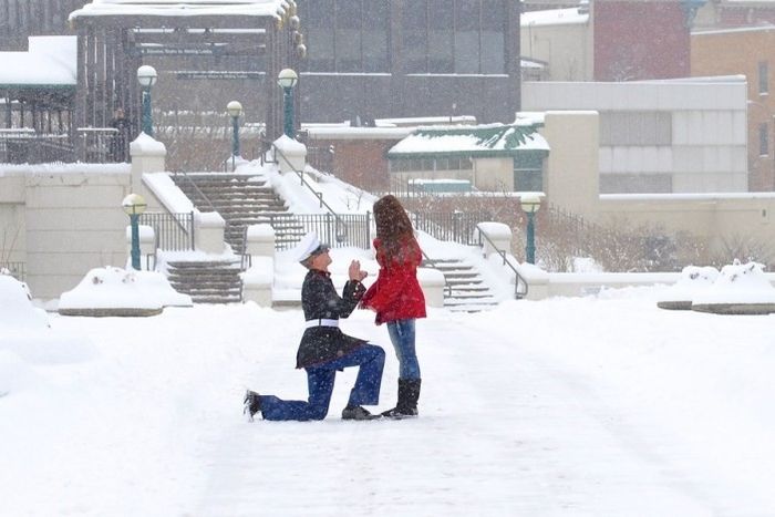 Pedido de casamento na neve