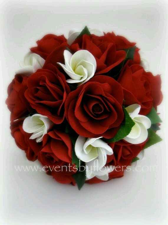 Ramo de noiva em tons de vermelho e branco. - 4