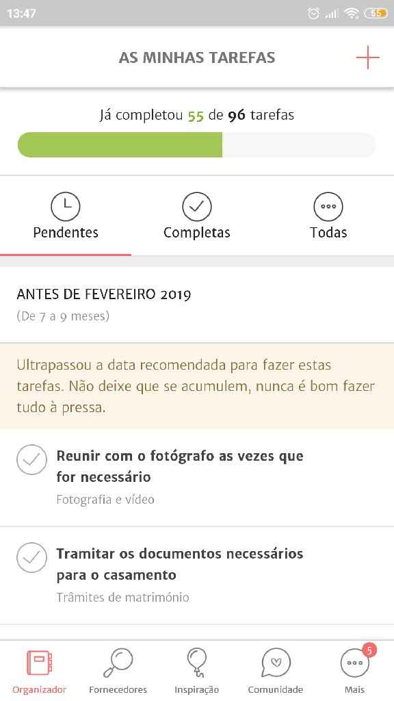 Quantos checks já completaram? - 1