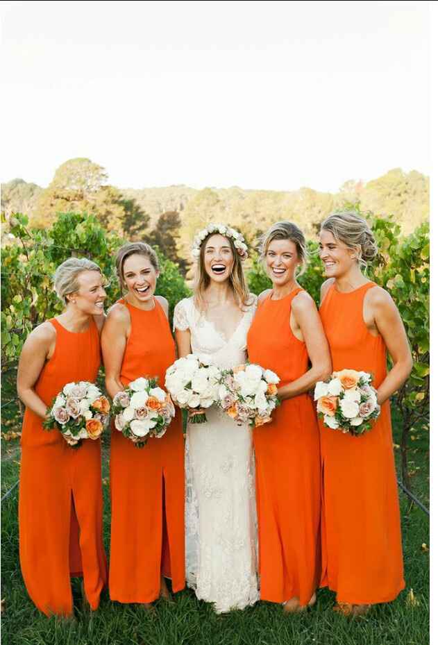 Mês de junho - mês laranja - inspirações para vestidos de madrinha/damas de honra - 8