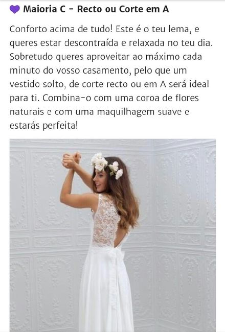 o meu vestido de noiva ideal é texto ou em linha a 1