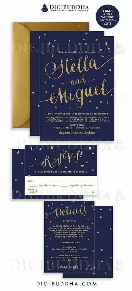 Desafio das Cores - Azul Marinho,  Dourado e Branco - Convites/ Save The Date - 3