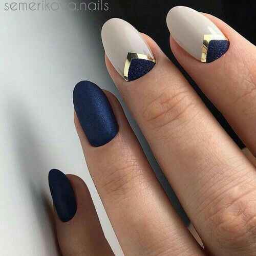 Desafio das Cores - Azul Marinho,  Dourado e Branco - Unhas - 8