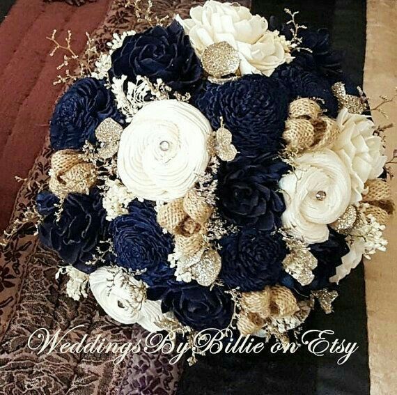 Desafio das Cores - Azul Marinho,  Dourado e Branco - Bouquet - 6