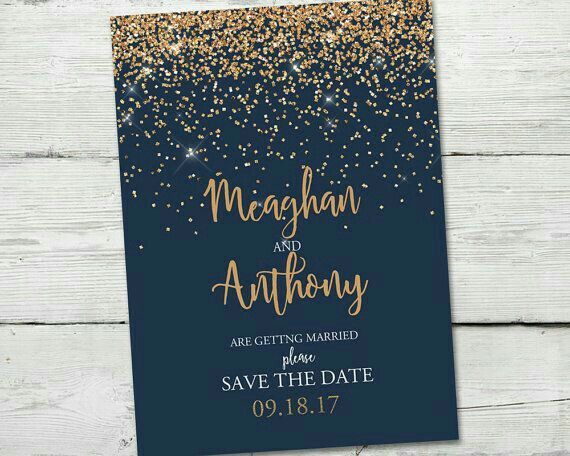 Desafio das Cores - Azul Marinho,  Dourado e Branco - Convites/ Save The Date 1