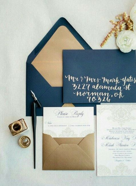 Desafio das Cores - Azul Marinho,  Dourado e Branco - Convites/ Save The Date 5