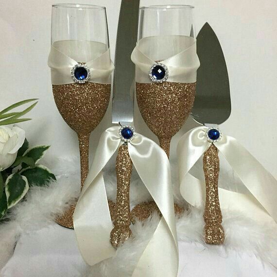 Desafio das Cores - Azul Marinho,  Dourado e Branco - Flutes - 2