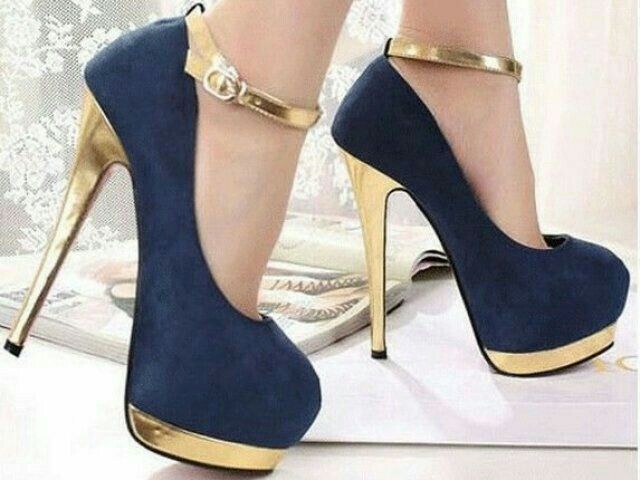 Desafio das Cores - Azul Marinho,  Dourado e Branco - Sapatos - 9