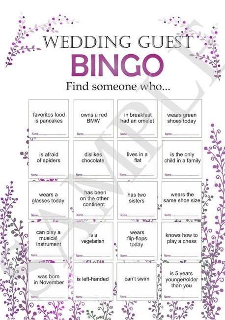 Bingo para os convidados