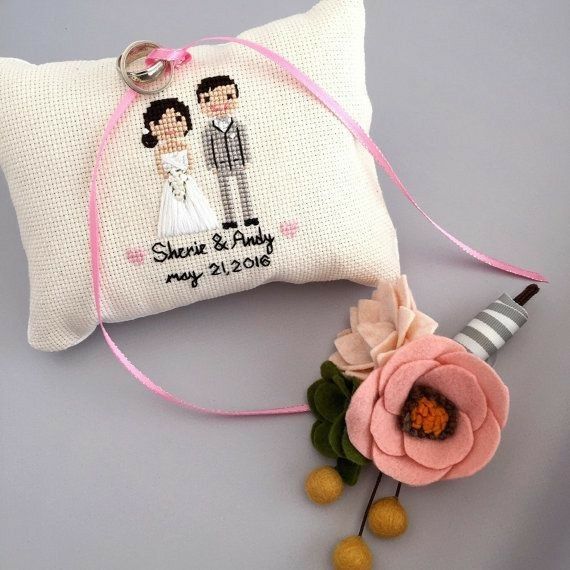 Almofada de alianças em ponto de cruz - 5