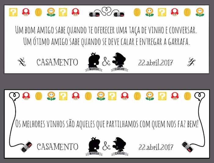 Etiquetas garrafas - lembranças