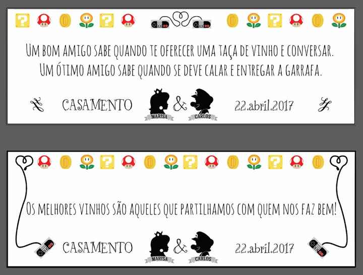 Etiquetas garrafas - lembranças