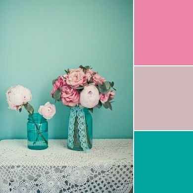 Decoração turquesa, rosa e branco - 2