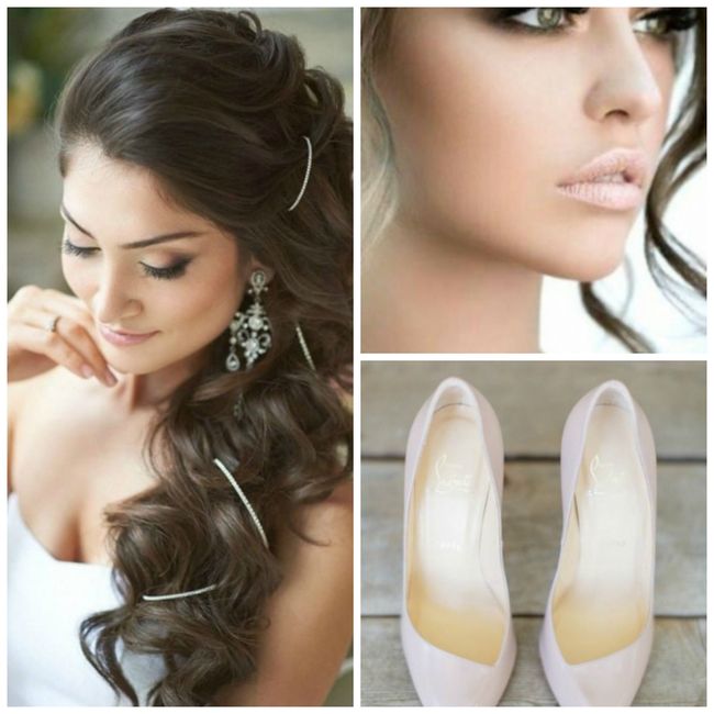 Penteado, maquilhagem e sapatos