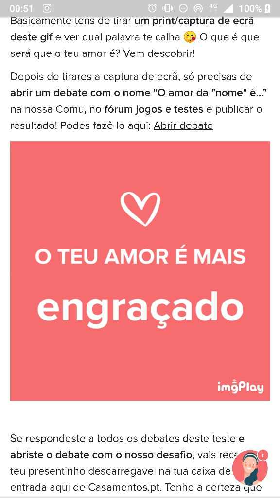 O teu amor é mais.... DESAFIO! - 1