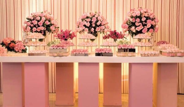 Inspirações dourado e rosa salmão