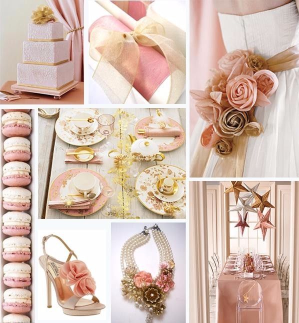 Inspirações dourado e rosa salmão