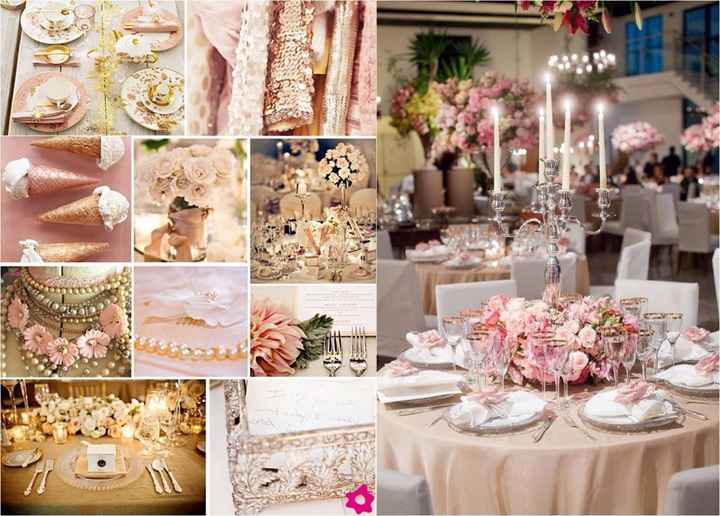 Inspirações dourado e rosa salmão