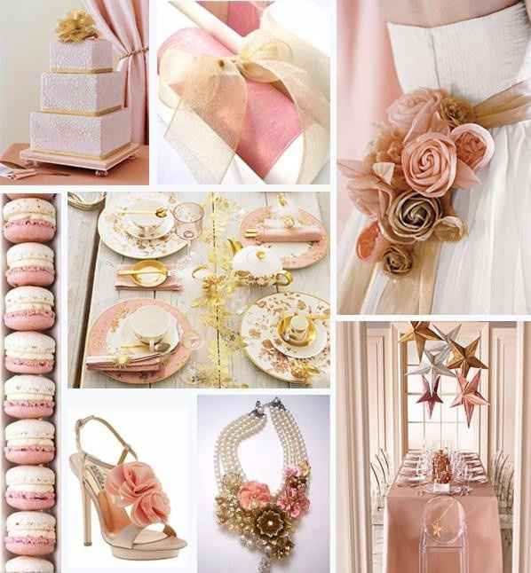 Inspirações dourado e rosa salmão