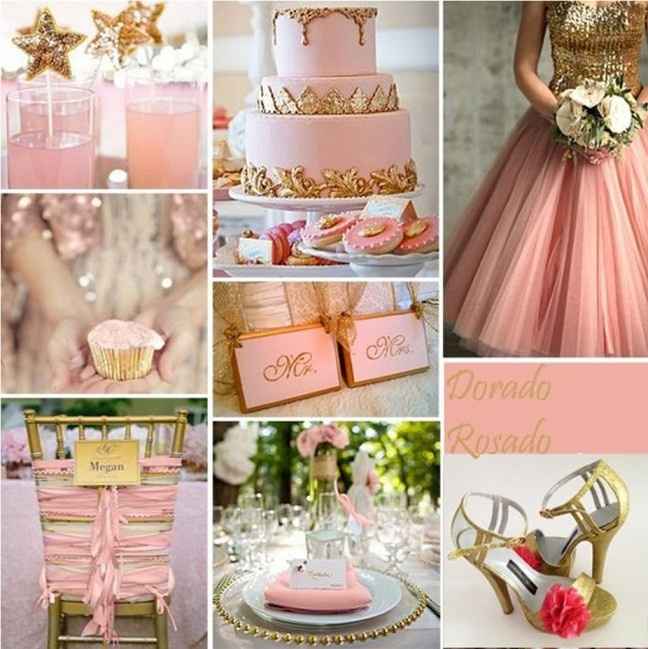 Inspirações dourado e rosa salmão