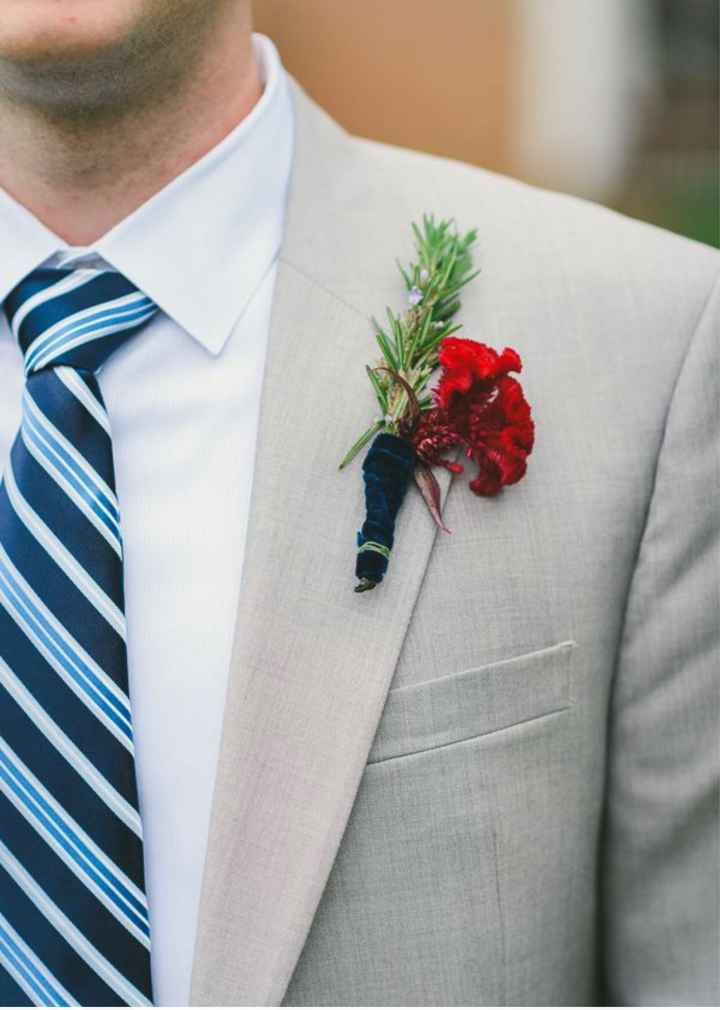 Mês vermelho ~ inspiração boutonnières vermelho e azul - 3
