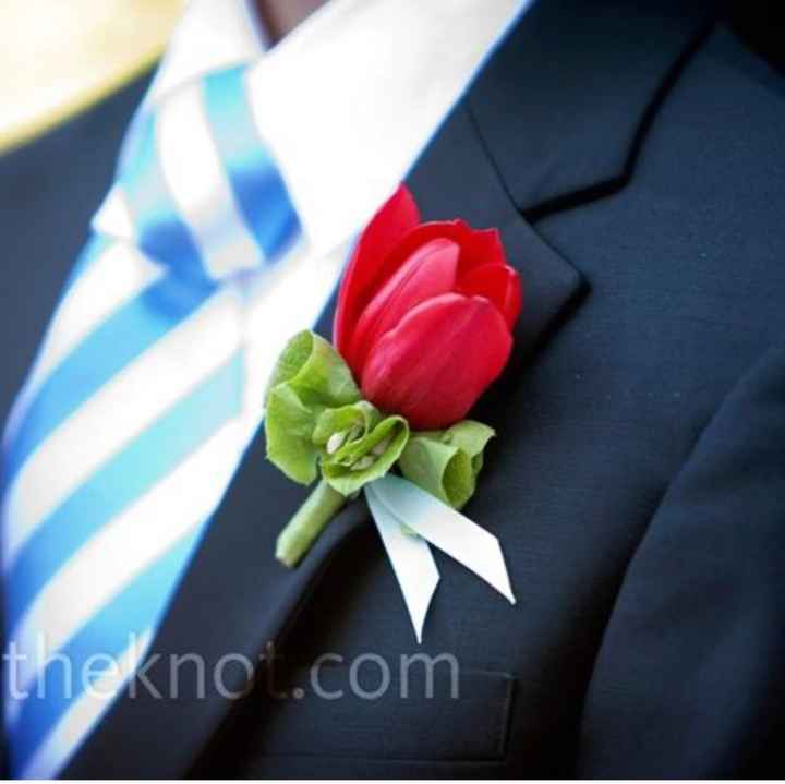 Mês vermelho ~ inspiração boutonnières vermelho e azul - 5