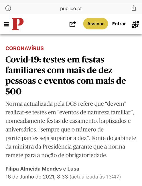 Norma 019/2020: Critérios para eventos de natureza familiar (DGS) 💍​💒 - 1