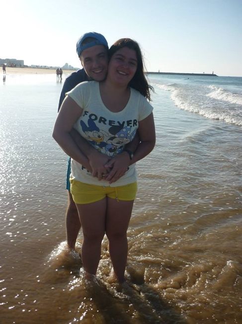 Nós na praia, um sitio que eu adoro muito.