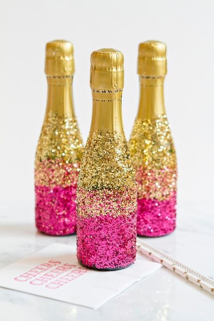 DIY glitter garrafas de champanhe