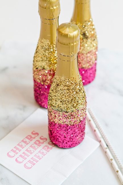 DIY glitter garrafas de champanhe