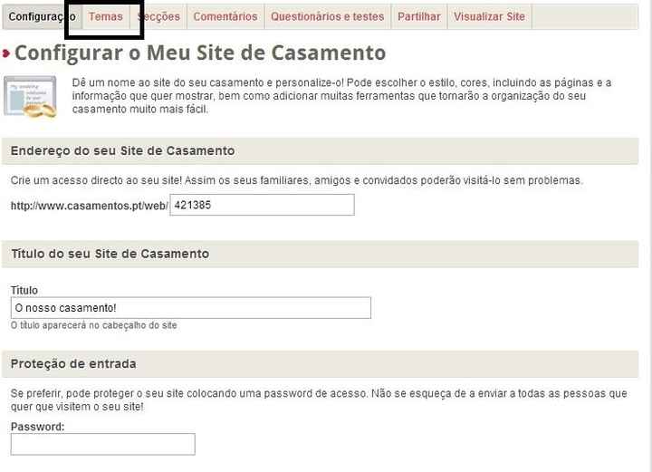 Colocar foto no site de casamento