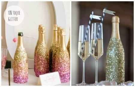 Garrafas de champagne recicladas