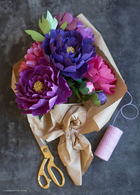 DIY peónias de papel para fazer em casa 2