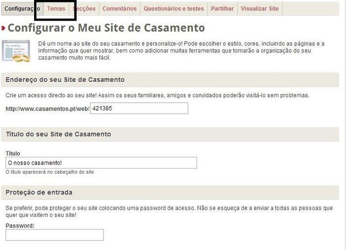 Colocar foto no site de casamento