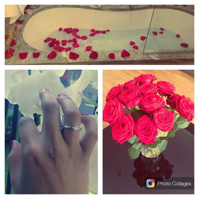 Anel,banho com rosas e champanhe 