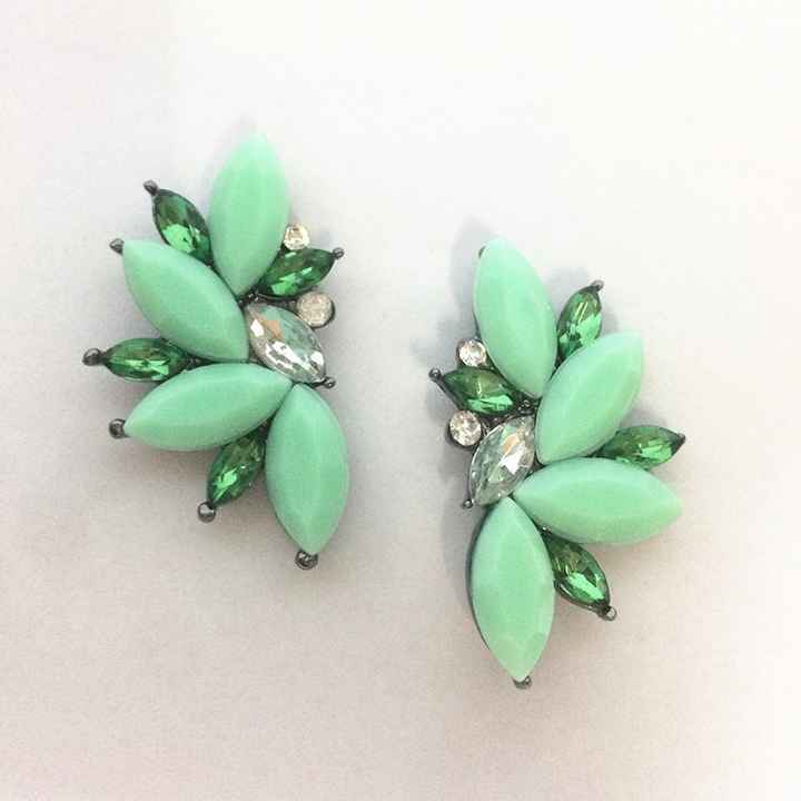 green rhinestone earing