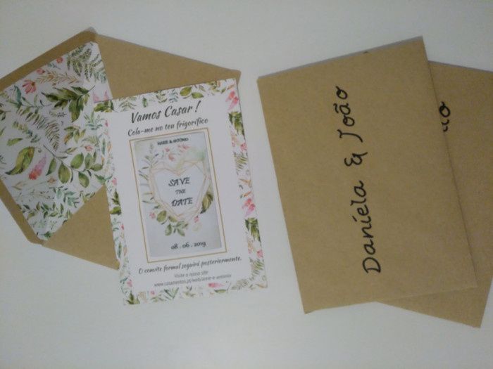 cartão save the date + envelopes