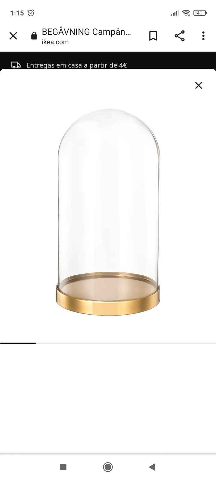 Campânula em vidro e base em metal ou madeira 1