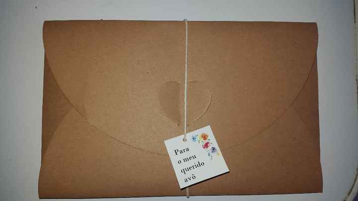 O envelope com a etiqueta