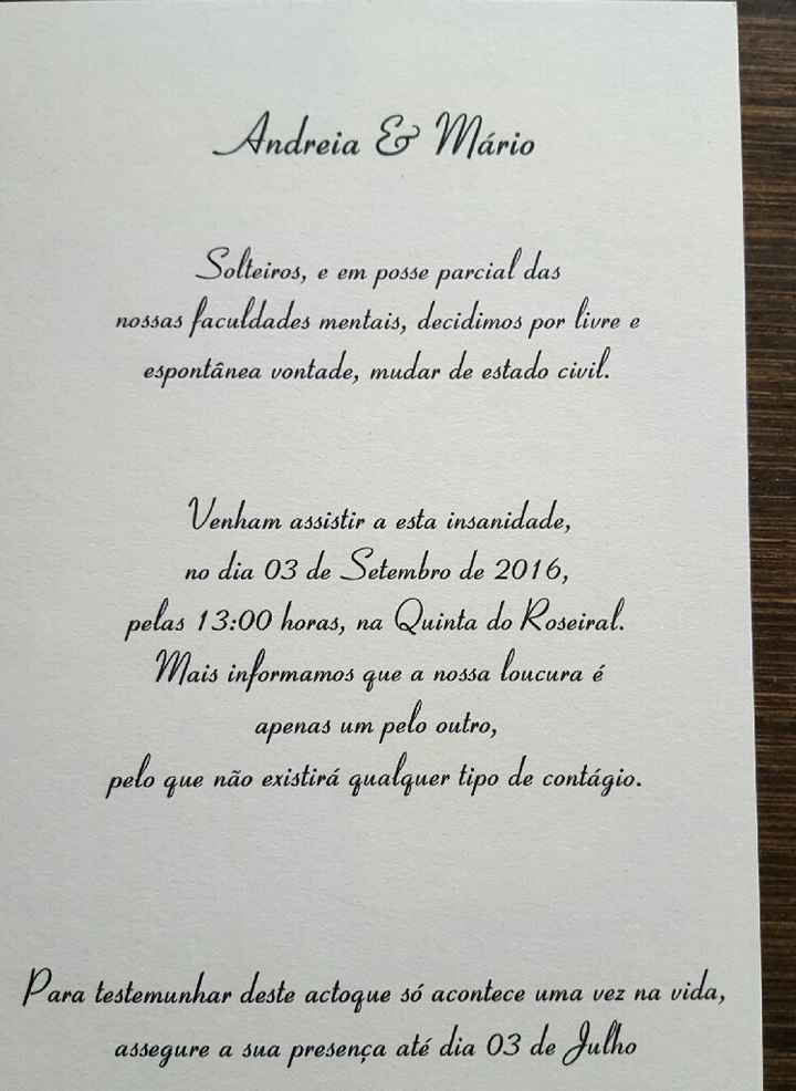 Os nossos convites - 1