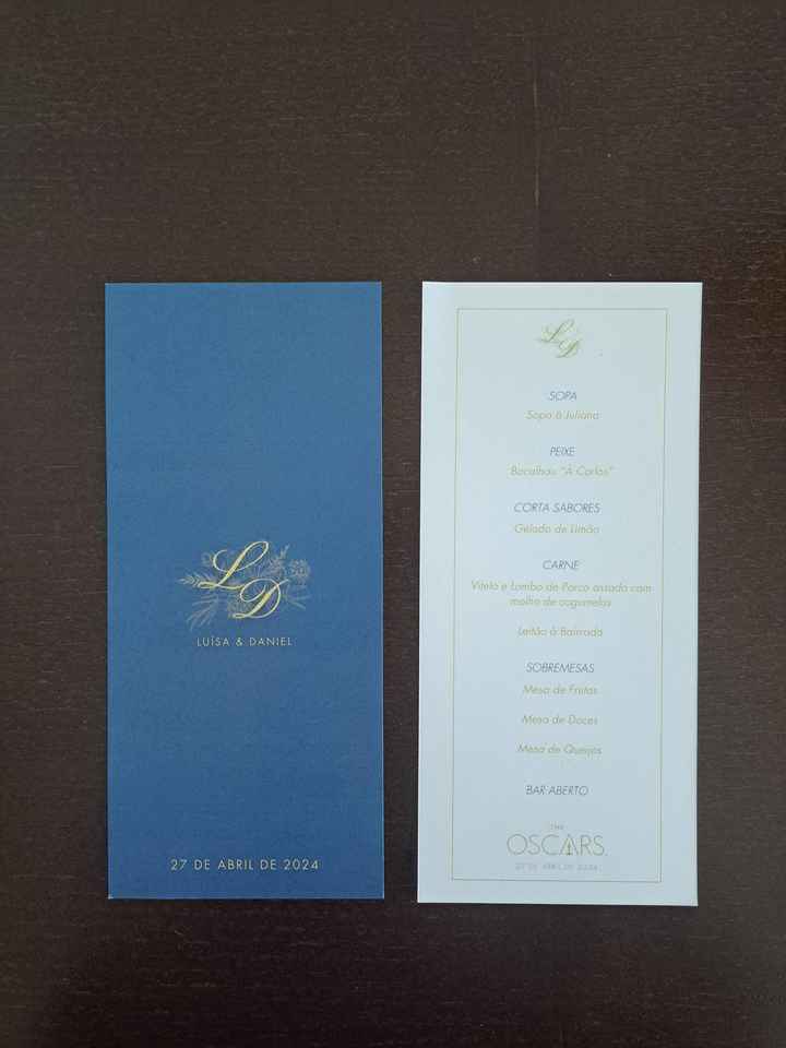 Menu & Cartões de Lugar - 2