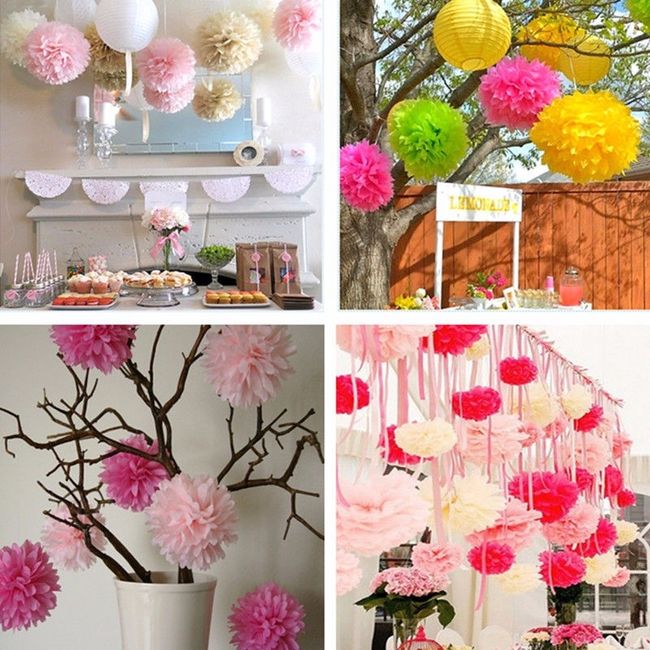 5 pompons em amarelo para decoração (25 cm) - 2EUR50 aproximadamente