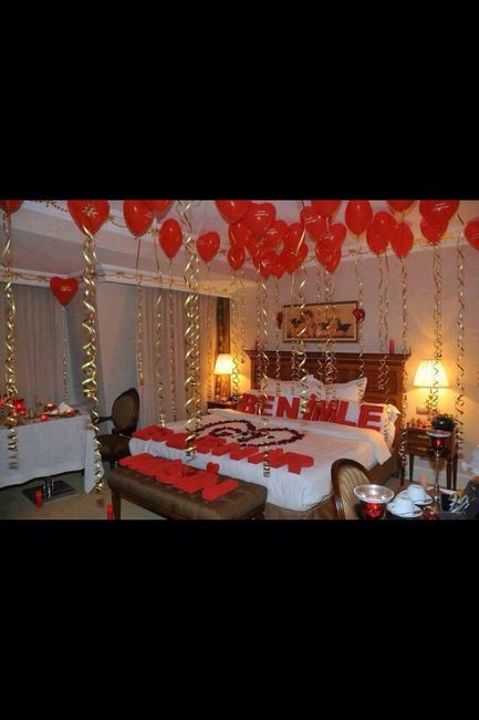 Ideia de decoração do quarto para a noite de núpcias