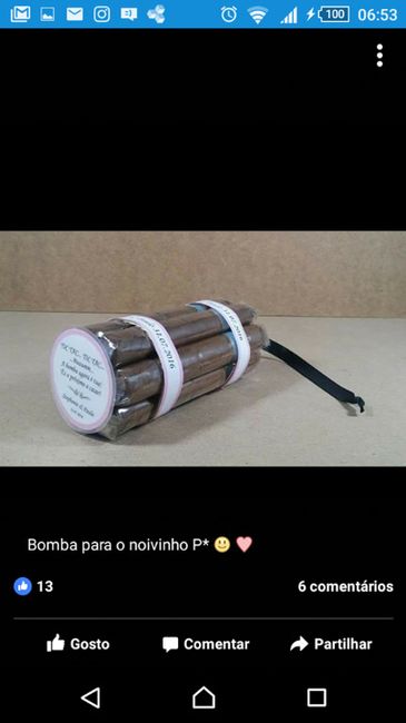 a bomba para o noivo lançar aos solteiros