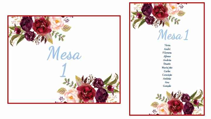 Marcadores de mesa e cartão seating plan florais 2