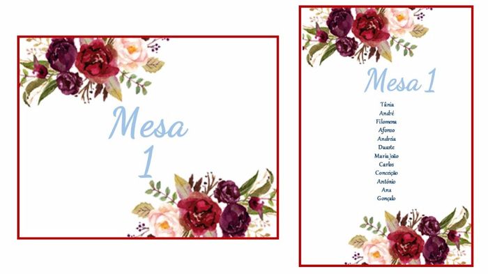 Marcadores de mesa e cartão seating plan florais 2