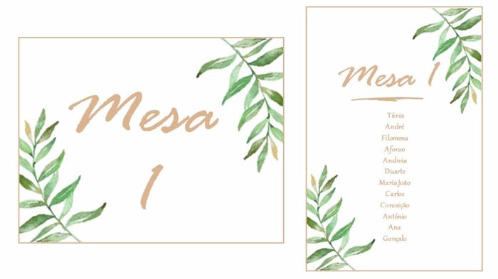 Marcadores de mesa e cartãos seating plan Tema botânico