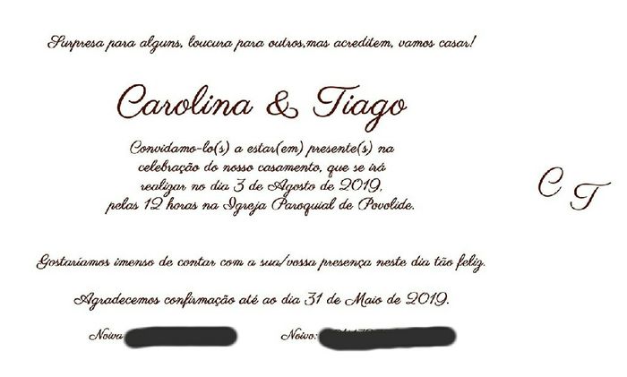 Os nossos convites ✉ - 2